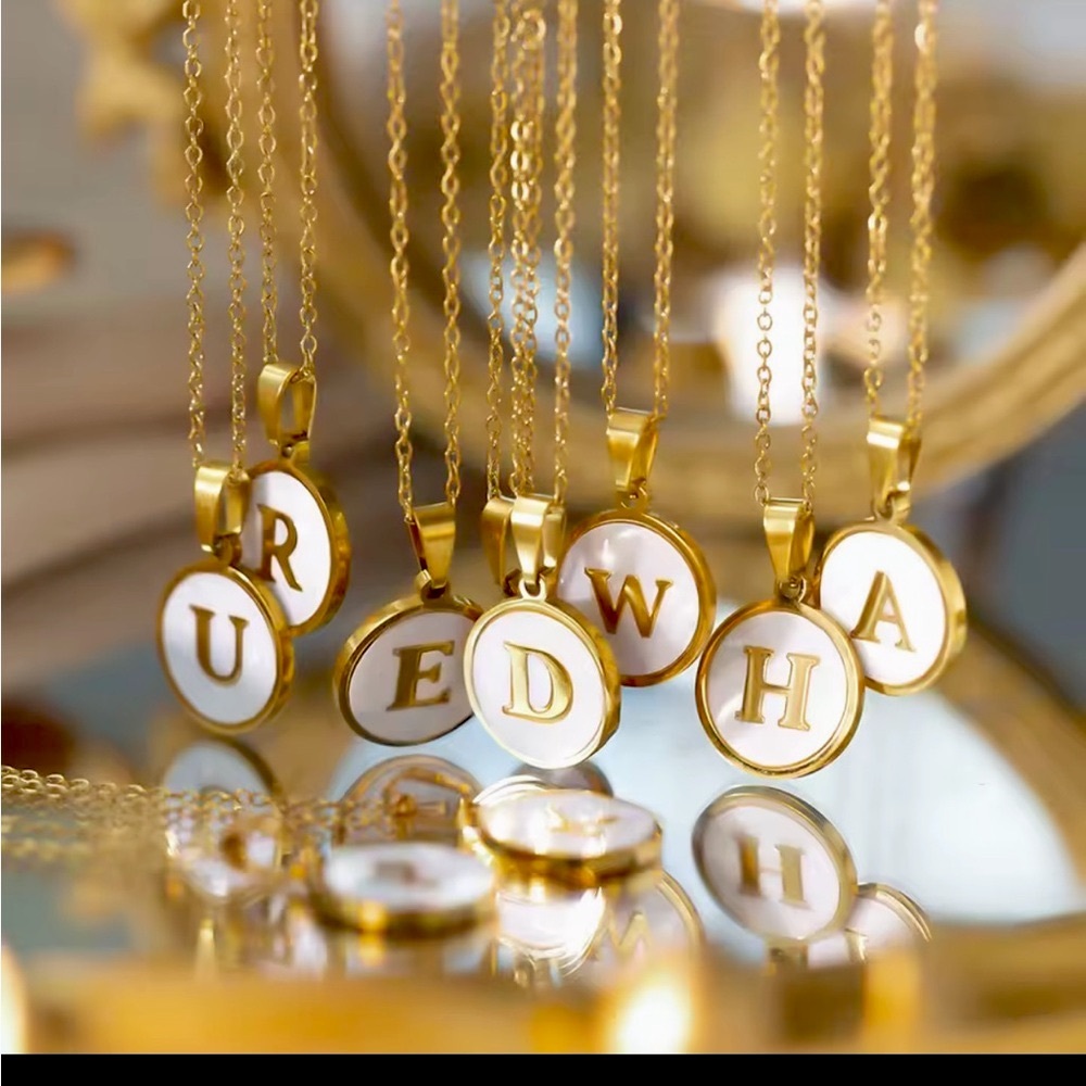 Elegant Gold and White Initial Necklace